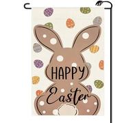 2Pcs Bandiere Da Cortile Happy Easter Bunny Polka Dot Bandiera Da Giardino