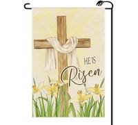 2Pcs Bandiere Da Cortile He Is Risen Easter Cross Religious Cross With Lily