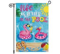2Pcs Bandiere Da Cortile Life Is Better At The Pool | 30X45Cm Bandiera Vacanza Divertenti Doppia Faccia Striscione Per Decorazione Casa