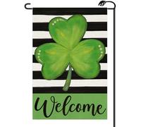 2Pcs Bandiere Da Cortile Shamrock St Patricks Day Welcome Green