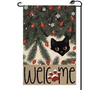 2Pcs Bandiere Da Giardino Christmas Cats Black Winter Cute Welcome
