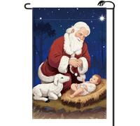 2Pcs Bandiere Da Giardino Christmas Santa Jesus Holy Night Winter