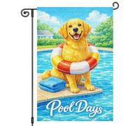 2Pcs Bandiere Da Giardino Pool Days Summer Happy Golden