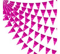 2Pcs Bandierine Triangolari 20M/60FT Rosa per Casa Asilo Esterno