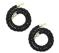 2pcs Barrier Twist Ropes 3-13ft,Stanchion Rope with Gold Hooks, Rope Safety Barriers for Crowd Control, Stand Divider for Indoor/Outdoor(Black,Length 150cm/4.9ft)