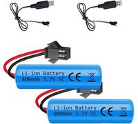 2Pcs Batteria Agli Ioni Di Litio 3.7V 800 Mah, Con 2 Caricatori USB SM-2P Plug,