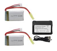 2PCS Batteria al litio da 7.4V 850mAh con Caricabatterie 2 in 1 per 9300 9301E 9302E 9303E 9034E 9305E 9310 9201E RC Ricambi auto 4WD Batteria per Auto ad alta Velocità
