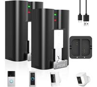 2PCS Batteria di Ricambio con stazione di ricarica per Ring 2 3 4/Peephoie Cam/spotlight Cam/Stick up Cam/Spotlight Cam Solar/Stick up Cam Solar,6040mAh Ricaricabile 3.65V Li-Ion Battery