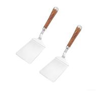 2Pcs BBQ Spatula Set Stainless Steel 26cm Wood Handle | 2-piece set, 26cm length, high heat resistance, rust-proof steel, per ideal for grilling