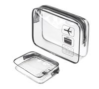 2Pcs Beauty Case Trasparente, Impermeabile Busta Trasparente Per Liquidi Aereo Grande Capacità,20 * 14 Cm Buste Per Liquidi Aereo,Wash Bag Adatto Per Viaggi Di Lavorouso Quotidianocon(Nero)