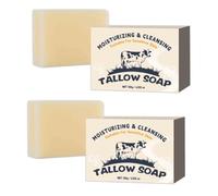 2PCS Beef Tallow Soap Bar Face & Body Wash Skin Moisturizer Smooth Natural Grass Fed Tallow Soap for Sensitive Skin