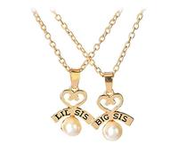 2PCS Big Sis Lil Sis Collane con Ciondolo a Forma di Cuore Set collane d'imitazione Best Friends Forever Collane Regalo per Sorella, Oro Durevole e Pratico Convenient Design