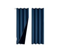 2pcs Blackout Curtain Pure Color Door Curtain Bedroom Living Room Thermal Insulation Window Privacy Protection Home Decoration per Camera da Letto(Dark Blue,M W100xH160cm)