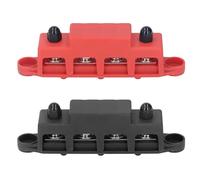 2Pcs Blocco di Distribuzione Alimentazione Rosso M8 48V 250A Barra del Bus con 4 Terminali e Scheda in Ottone per Sistemi di Alimentazione CC