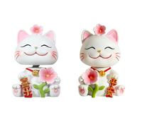 2PCS Bobble Head Lucky Cat Statue Cute Animal Scultura per Soggiorno Tavolo Casa Mensola Auto Cruscotto Decorazione