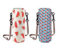 2PCS Borsa per Borraccia con Tracolla,Carrier Porta Bottiglia Acqua con Tracolla Regolabile,19*8cm,Tasche Borsa Porta Borraccia per Outdoor Ciclismo Trekking(Modello di Piccoli Pesci+Anguria)