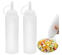 2Pcs Bottiglia Squeeze di Plastica 250ML Con Tappi - Oliera Trasparente Condimento Dispenser per Ketchup, Senape, Mayo, Salse Piccanti, Olio d'Oliva