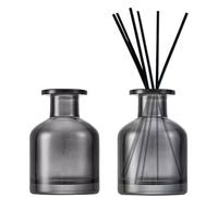 2PCS Bottiglie di Diffusore Nero Vetro Vuote per Diffusori, 200ml Flaconi per Diffusore in Vetro, Contenitore per Oli Essenziali Aromaterapia Vaso Mini Vaso Fragranze per la Casa (Nero trasparente)