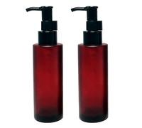2PCS Bottiglie per Pompe in Vetro Smerigliato Dispenser di Sapone Contenitori per Articoli da Toeletta con Pompe Nere per Lozione Liquido Olio Essenziale Struccante Olio (100ML/3.4oz, Vino Rosso)