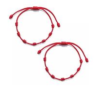 2Pcs Bracciale 7 Nodi e bracciale filo rosso del Destino - Bracciale Kabbalah di corda per Sorte, Amicità e Amuleto - Regolabile - Protezione di Male di Occhio, per Coppia Amore Uomo e Donna