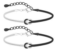 2Pcs Bracciale Donna Argento 925, Bracciali Coppia Bracciale Amicizia Regolabile, Bracciali Nodo D'Amore, Regalo Donna Regali Di Coppia Regalo Amica Compleanno, 2 Acciaio Nero