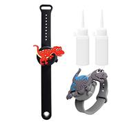 2PCS Braccialetto Disinfettante per Mani in Silicone Unicorno con Bottiglia Riutilizzabile,Portatile Dispenser di Braccialetti per Bambini Adulti (dinosauro)