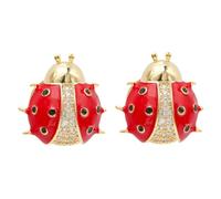 2pcs Brooch Fox Ladybug Broaches Rhinestone Hat Brooches Nose Ring Gold Earring Lapel Pin Animal Cute Pins Studs Merch Cardigan Insect Earrings Hoops Women Gold