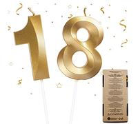 2Pcs Candele di Compleanno, Numero Candele Decorazione Candeline Torta Compleanno Candela Numero 1&8, Candele per Torta di Compleanno per Happy Birthday Cake Topper Festa Nozze Anniversario(Numero 18)