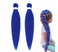 2pcs Capelli Viola Da Intrecciare,26 Pollici Extension Per Parrucche Intrecciate,Peli Intrecciati Sintetici Pre -Allungati,Accessori Per Cosplay Di Costumi Di Halloween Lunghi Per Bambini (Blu)