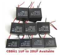 2PCS CBB61 450V 5uf/4.5uf/6uf/7uf/8uf/10uf/12uf/16uf/20uf CBB61 Fan Capacitor 450VAC 1/2/1.2/1.5/2.5/3/3.5/4/UF Capacitance NWPNLXEA(6uf)