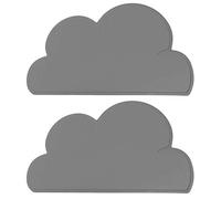 2pcs Children Cloud Shape Placemat,Silicone Water Proof Heat Insulation Soft Baby Feeding Plate Placemat for Home Baking, Holiday Dessert Making, and More (Grey)