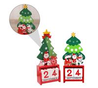 2Pcs Christmas Countdown Calendar Ornamento da tavolo con decorazione in legno