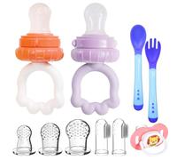 2pcs Ciucci per Frutta per Neonati Alimentatore per Frutta Anti-Soffocamento Senza BPA per Neonati + 1 ciuccio + 3 Capezzoli in Silicone in 3 Misure