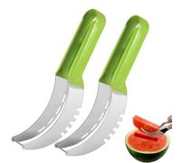 2Pcs Clip per Anguria in Acciaio Inossidabile,Affettatrice per Anguria,Coltello da Anguria,Taglierina Anguria,Taglia Cocomero con Lama da Taglio a Forma di Gancio,Coltello Affettare Frutta (Verde)