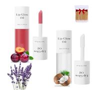 2Pcs Clovey Korean Lip Oil Stain,Clovey Tinted Lip Glow Oil,24-Hour Hydration & Plumping Effect,Waterproof,No Peel Off,Smooth Glide Application (02+07, SIZE)