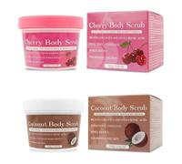 2PCS Coconut Body Scrub and Cherry Body Scrub, Coconut Butter For Silky Smooth Skin Gently Exfoliates Restores Skin's Natural Nutrients 100g