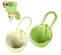 2Pcs Colino a Pulsante per Lavello, Colino in Silicone Amovibile, Anti-Ostruzione, Scorri Mani Libere per Scolare Pasta e Verdure, 2 in 1 per Cucina