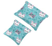 2Pcs Colorful Cartoon Kitten-1555 Shrapnel Pouch: borsa compatta per il trucco per donne esperte di viaggio, Multicolore, A:7.1x5.8in/18x14.8cm,B:4.7x4.5in/12x11.5cm