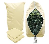 2pcs Confezioni di Teli Antighiaccio da Giardino 80x120CM - Copertura Protettiva per Piante, Sacchi Horticultural con Cerniera e Coulisse, Coperture da Esterno(Beige,80 * 120cm)
