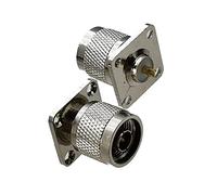 2pcs connettore N maschio spina 4 fori flangia saldatura montaggio a pannello adattatore coassiale RF ottone dritto