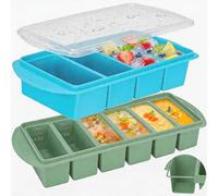 2PCS Contenitori Congelatore in Silicone con Coperchio, 250 ml Souper Cube, contenitore per congelare zuppe a 6/4 fori, Stampi Per Congelatore In Silicone, Vassoio grande in silicone per Zuppa, Brodo