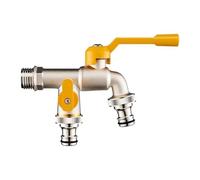 2pcs Copper Water Tap Frost-Proof Double/One Outlet Splitter Faucet Controller Adapter Per Giardino
