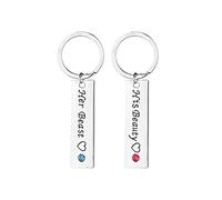 2Pcs Coppia Portachiavi Anello Portachiavi 'La Sua Bestia' e 'La Sua Bellezza' per Il Regalo dell'amante Conveniente e Durevole Clever Fashion