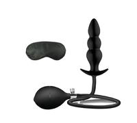 2PCS Coppie giocattoli erotici B-D-S-M posteriore Plugs anale tirare perline dilatatori anale espansione palle gonfiabili con maschera occhio Bondage Set