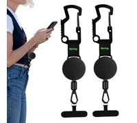 2PCS Cordino per Cellulare Antifurto Retrattile | Attacco per Telefono Da Sci | Cordini per Telefoni Antifurto Con Passante per Frizione Con Moschettone | per Escursionismo, Alpinismo, Pescas E Viaggi