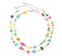 2Pcs Coreano Moda Simulato Perle Collana Per Le Donne/Uomini Boemia Colorato Geometrico Catena Del Collo Dei Monili Regolabili A