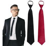 2PCS Cravatte Nere da Donna Uomo Cravatte Lunghe Cravatte JK Cravatte Strette Regolabili per Ragazze Laurea Matrimonio Festa Meeting D'affari Festa del Papà Accessorio Nero Rosso