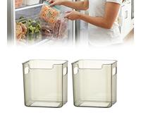 2PCS Crystal Clear Freezer Storage Bins, Trasparenti Cestini Di Plastica Alti Per Frigorifero E Dispensa, Organizzatore Di Armadio Da Cucina Impilabile Con Maniglie Per Cibo Congelato(Green,2S)