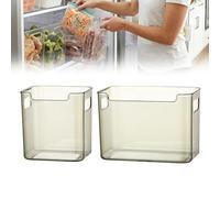 2PCS Crystal Clear Freezer Storage Bins, Trasparenti Cestini Di Plastica Alti Per Frigorifero E Dispensa, Organizzatore Di Armadio Da Cucina Impilabile Con Maniglie Per Cibo Congelato(Green,S+L)