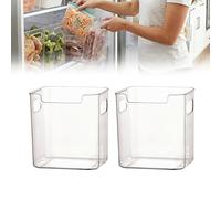 2PCS Crystal Clear Freezer Storage Bins, Trasparenti Cestini Di Plastica Alti Per Frigorifero E Dispensa, Organizzatore Di Armadio Da Cucina Impilabile Con Maniglie Per Cibo Congelato(Transparent,2S)